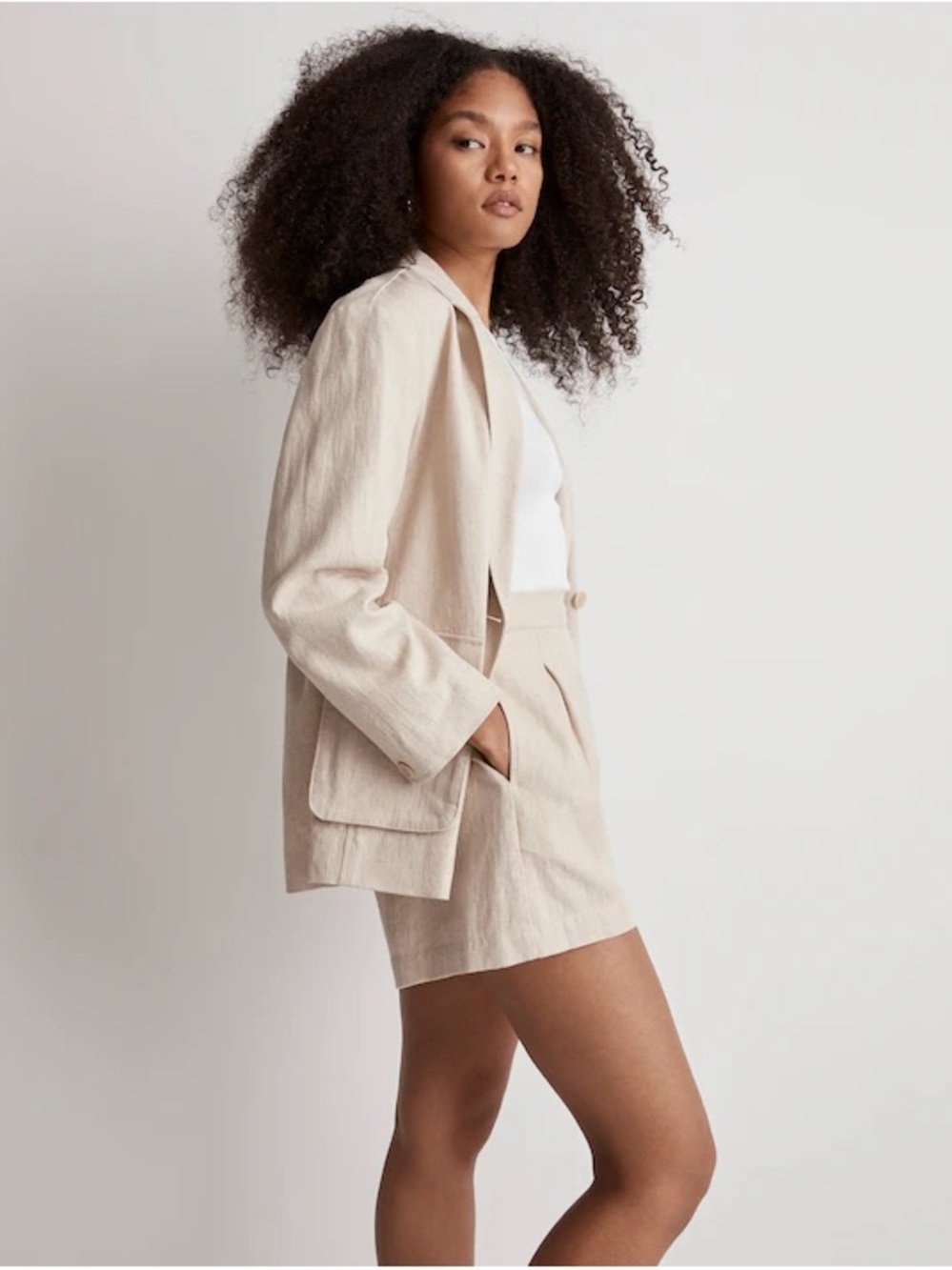 NWOT Madewell High-Waist Natural Cream Linen-Cotton Blend Shorts - XS - Picture 4 of 8